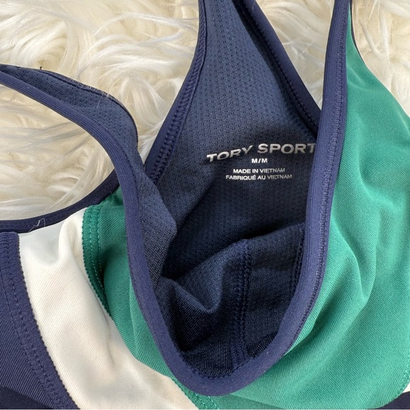 Tory Burch Sport Chevron Cropped Tank in Tory Navy / Evergreen - Picture 4 of 5